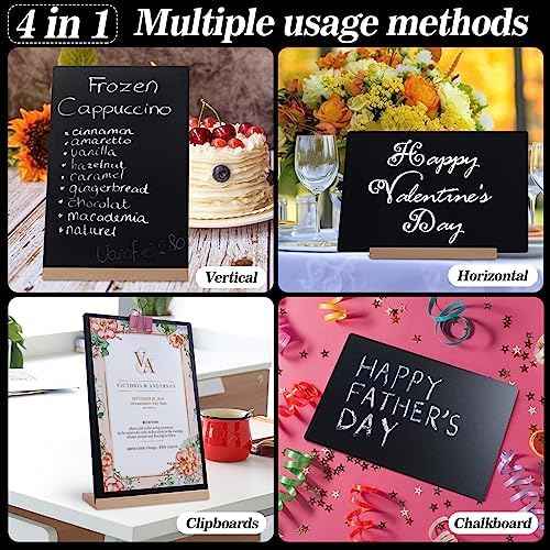 Small Chalkboard Sign, Reusable Double Sided Mini Chalkboard Signs with Wooden Base Stand, 12 x 8 Tabletop Cha — view 3