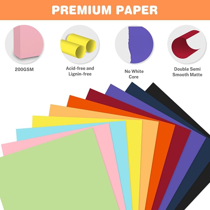 Cardstock 8.5 X 11, 40 Sheets 10 Colors Card Stock, 75lb/ 200gsm Copy Paper — view 3