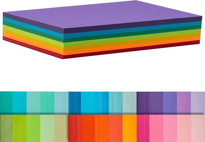 Index Cards 140-Count 5x8 Inch, 178GSM Heavyweight Set of 7 Colors Paper
