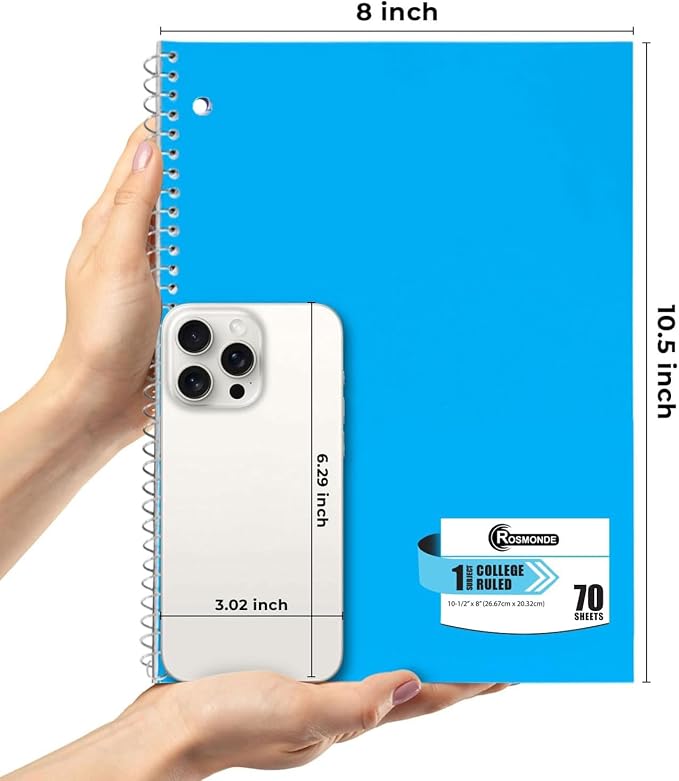 Rosmonde 720 Packs 1 Subject Notebooks, Spiral Notebook Bulk, College Ruled — view 2