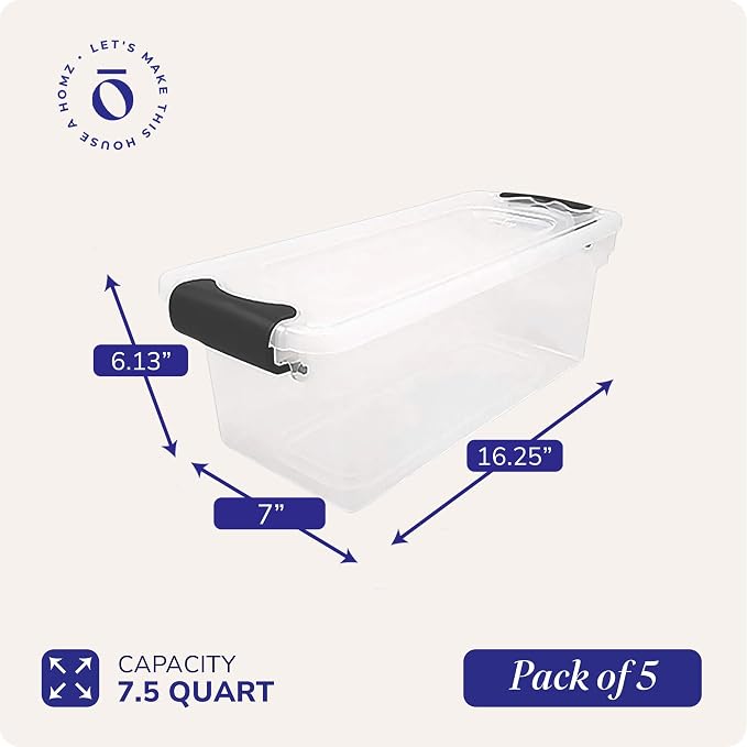 HOMZ 5-Pack Latching Lid, 7.5 Quart, and Office — view 4