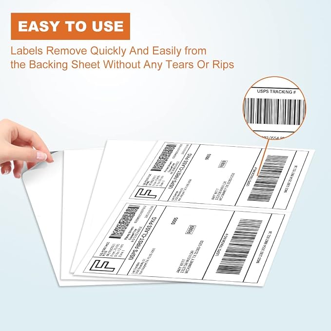 BESTEASY 1000 Half Sheet Self Adhesive Shipping Labels, Laser/Ink Jet White — view 3