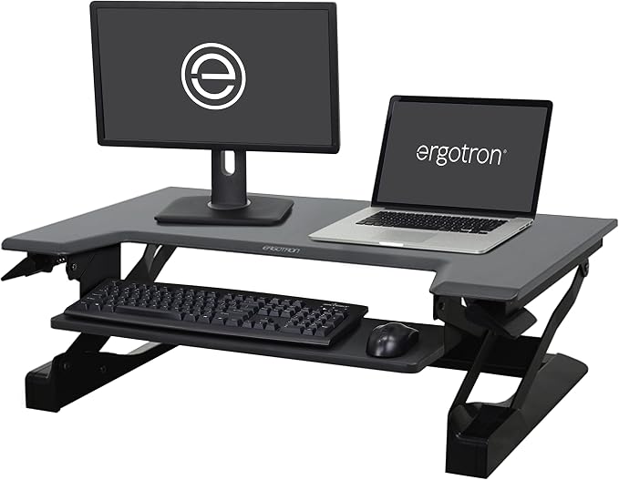 Ergotron – WorkFit-T Standing Desk Converter, Dual Monitor Sit Stand Desk Riser