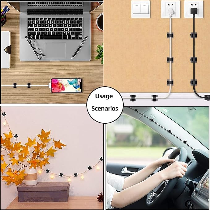 ITUGOU 100 PCS White Adhesive Cable Clips Cord Organizer, Wire Holder — view 6