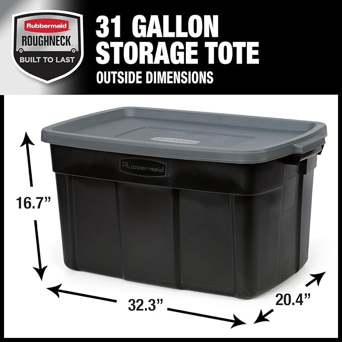 Rubbermaid Garage Storage Bins Black Plastic Stackable Storage — view 3