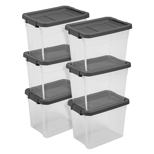 Sterilite 18-Pack Modular Stacker Box, Durable Clear Plastic Storage Bins