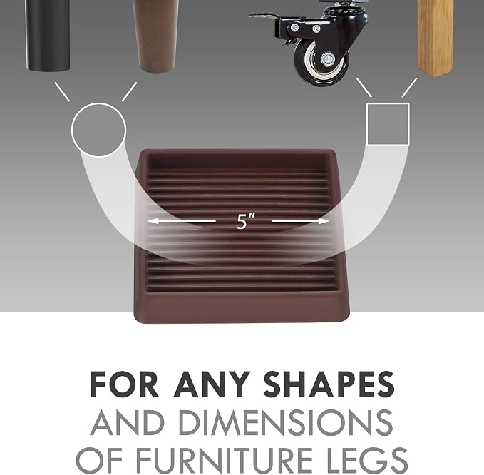 VOCOMO 5X5 Rubber Caster Cups, Non Slip Furniture Pads, Anti-Slip Gripper — view 2