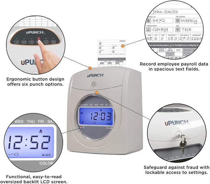 uPunch HN4500 Advanced Calculating Time Clock Bundle — view 3