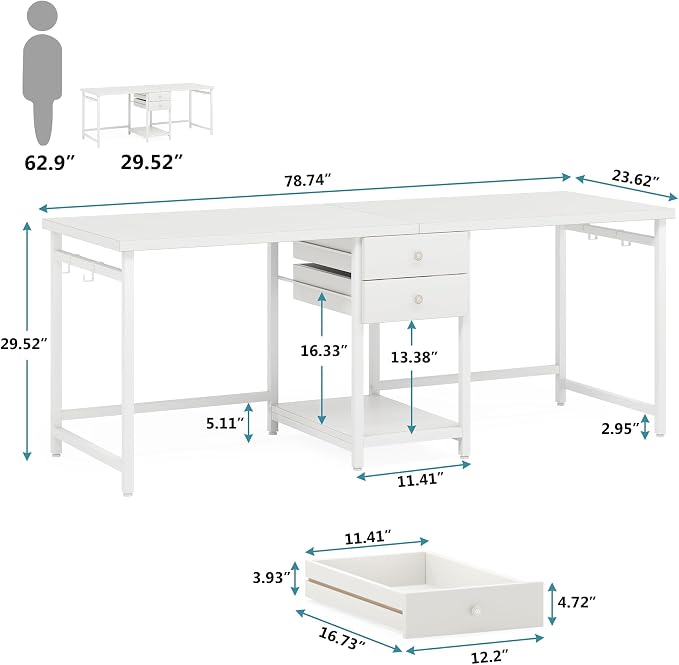 Tribesigns 79 Inch Extra Long Double Desk — view 2