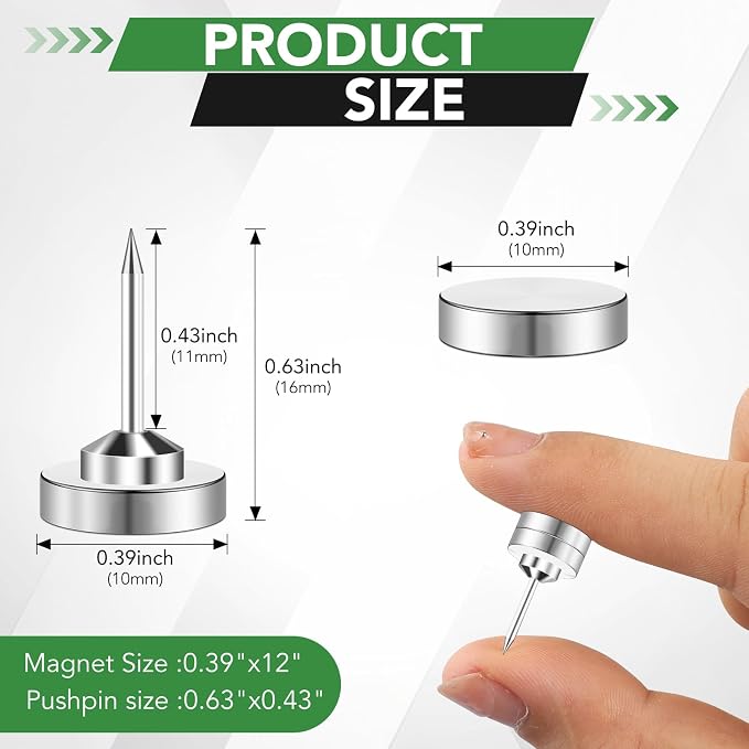 30 Pack Magnetic Pushpin, Magnetic Clips Magnet Thumb Tacks Magnet Tacks Push — view 2