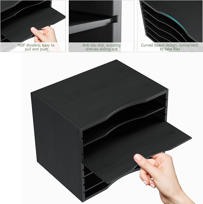 Bamjoy Wood 5 Tier Desktop Organizer, Paper Organizer Mail Sorter, File Holder — view 5