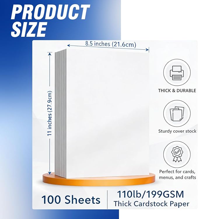 Veritas White Cardstock 8.5 x 11”, 110LB/199GSM Heavyweight Card Stock — view 2