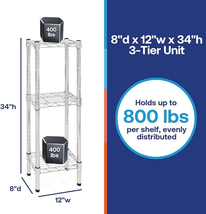 Shelving Inc. 8" d x 12" w Chrome Wire Shelving — view 2