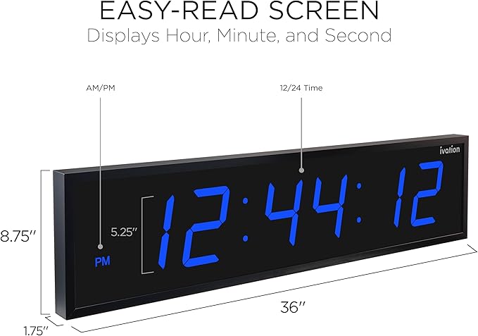 Ivation Oversized 36" Large Digital LED Clock | Big Digital Clock — view 2
