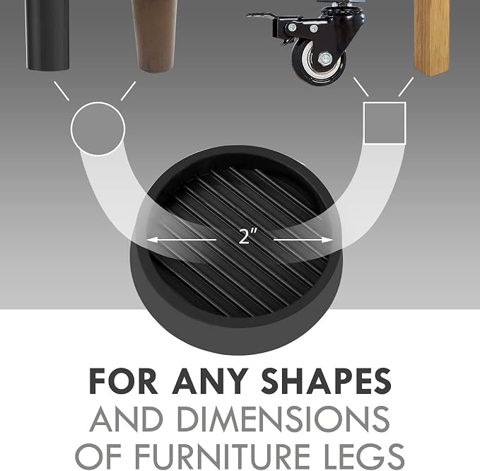 VOCOMO 2X2 Round Rubber Caster Cups, Non Slip Furniture Pads, Anti-Slip Gripper — view 2