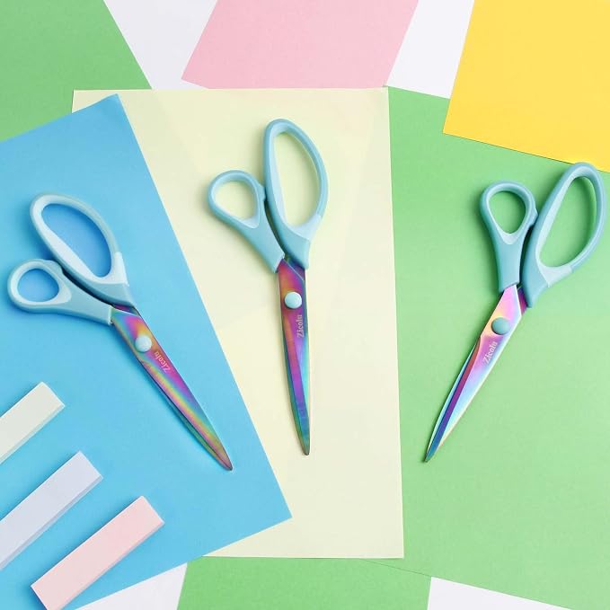 Zicolu 8.5" Scissors All Purpose, Titanium Coating Sharp Blade, Soft — view 9