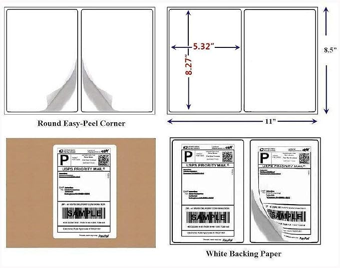 BESTEASY 16000 Round Corner Half Sheet Self Adhesive Shipping Labels — view 2