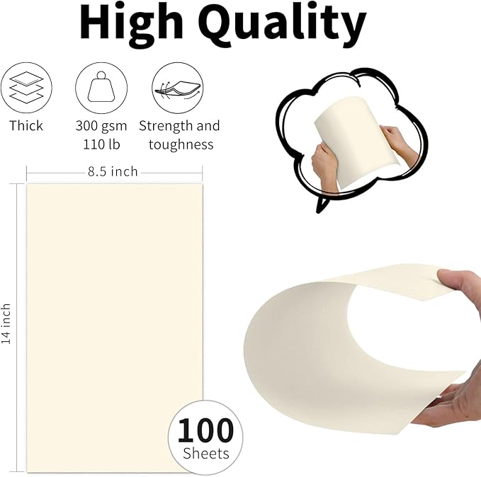 8.5 x 14 Ivory Cardstock 110lb, Goefun Heavy Weight Legal Paper 100 Pack — view 2