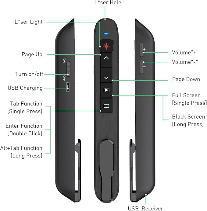 Presentation Clicker Green Laser Pointer, Rechargeable PowerPoint Clicker — view 8