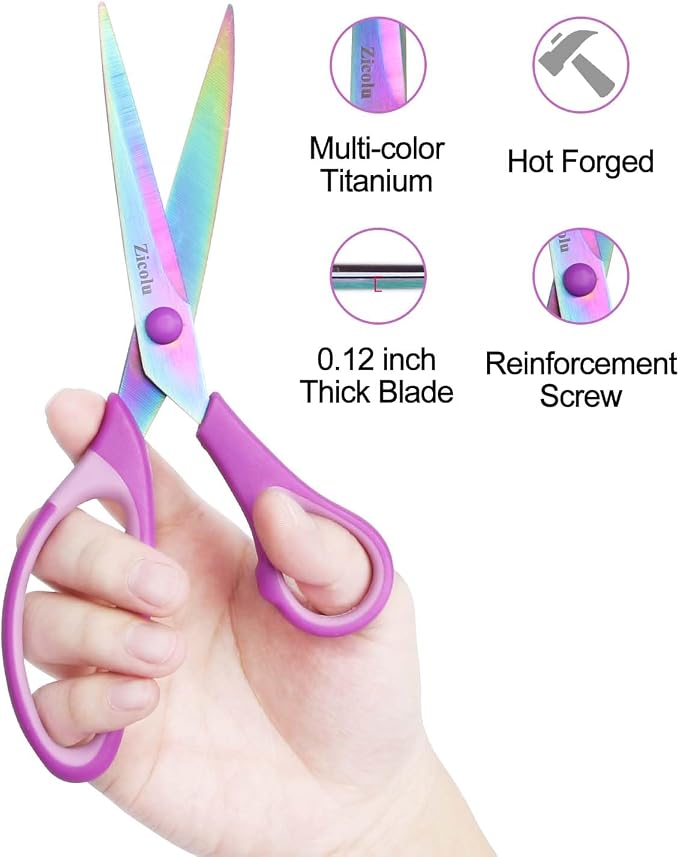 Zicolu 8.5" Scissors All Purpose, Titanium Coating Sharp Blade, Soft — view 3