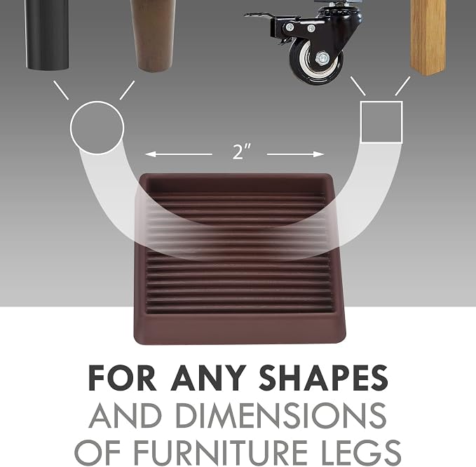 VOCOMO 2X2 Rubber Caster Cups, Non Slip Furniture Pads, Anti-Slip Gripper — view 2