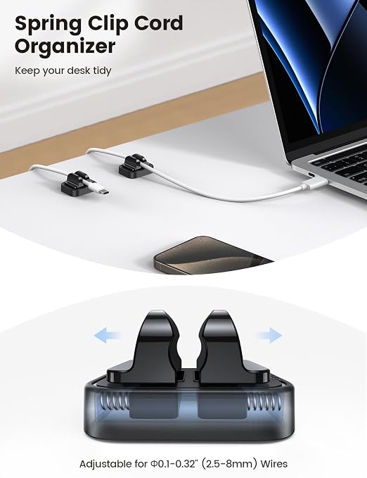 5Pack Cable Spring Holder Clips, Cord Organizer — view 2