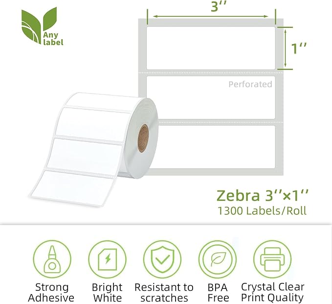 Compatible 3" x 1" Direct Thermal Labes Replacement — view 2