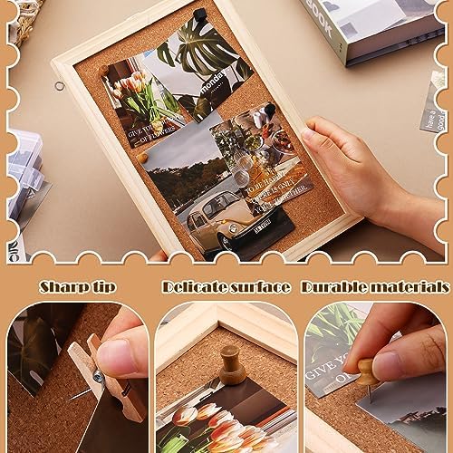196 PCS Wooden Push Pins Thumb Tacks Decorative Push Pins for Cork Board — view 5