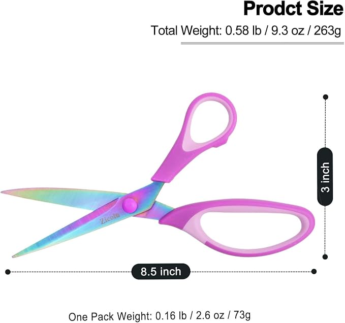 Zicolu 8.5" Scissors All Purpose, Titanium Coating Sharp Blade, Soft — view 4