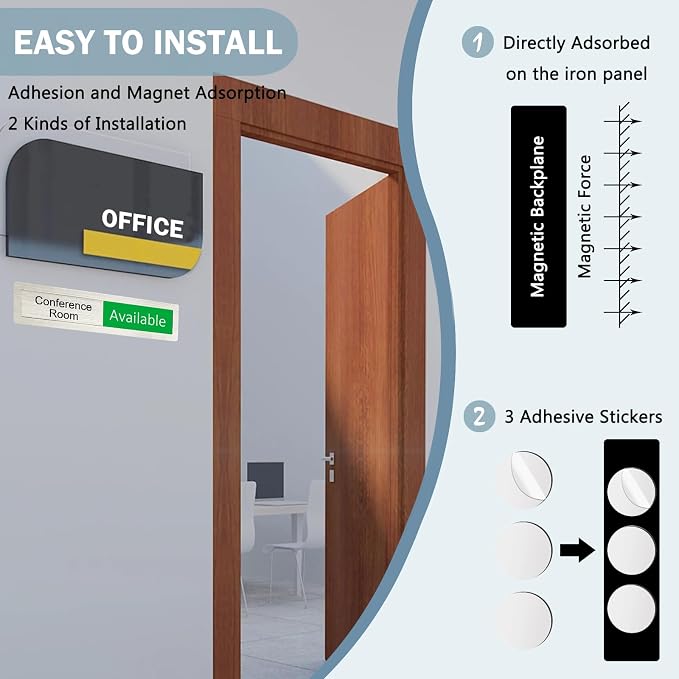 Available or Meeting in Progress Privacy Sign, Vacant Occupied Sign — view 2