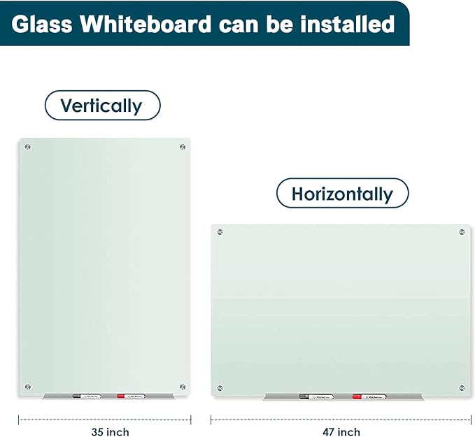 J&J worldwide Glass Whiteboard 47 x 35, Frosted Glass Dry Erase Board — view 5