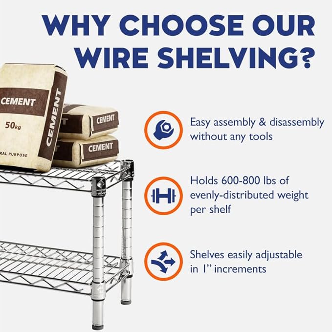 Shelving Inc. 8" d x 12" w Chrome Wire Shelving — view 7