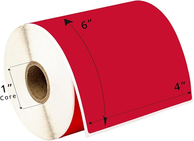 HOUSELABELS 4" x 6" Red Shipping Labels on 1" Core Compatible — view 5