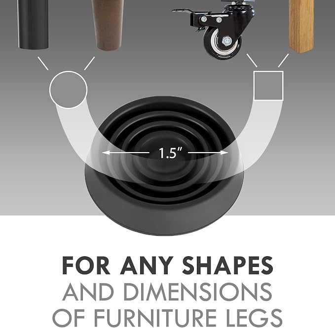 Furniture Coasters, 1.5X1.5 Rubber Caster Cups Non Slip Furniture Pads Non Skid — view 2