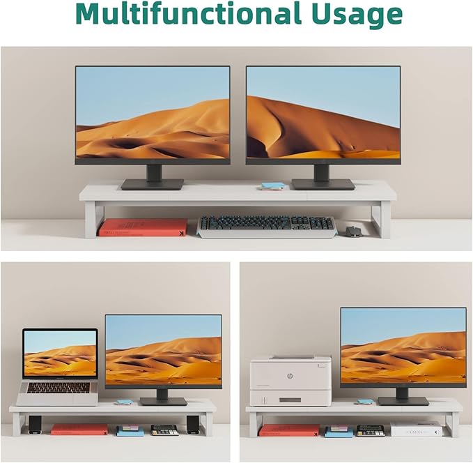 YAOHUOO Dual Monitor Stand Riser, 39Inch Large Monitor Stands — view 4