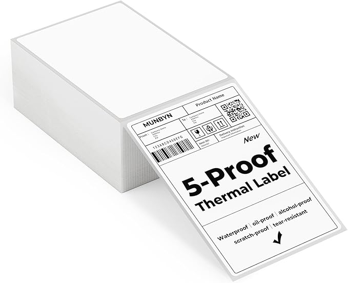 MUNBYN 4"x6" Direct Thermal Shipping Labels, Durable Waterproof, Scratch-Proof