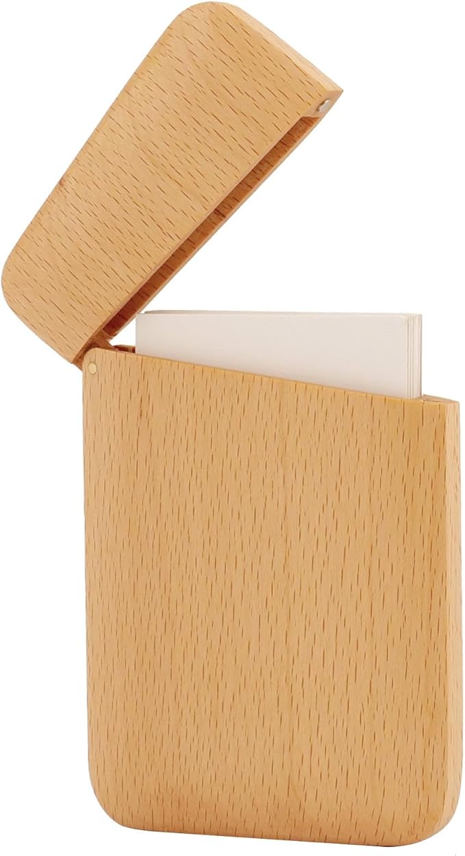 Yookin Wood Business Card Holder Wooden Magnetic Business Card Case Portable
