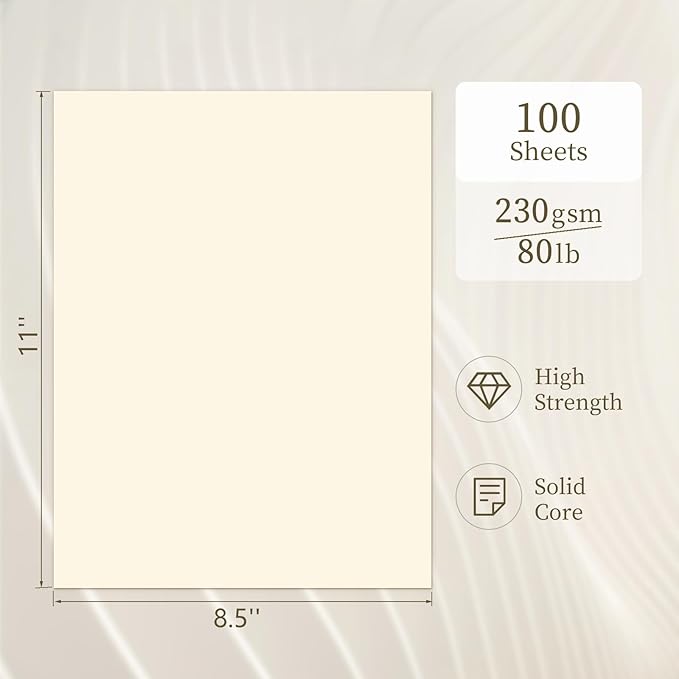 Ivory Cardstock 8.5 x 11, Cream Cardstock 80lb 100 Sheets, GIGYES Card Stock — view 2