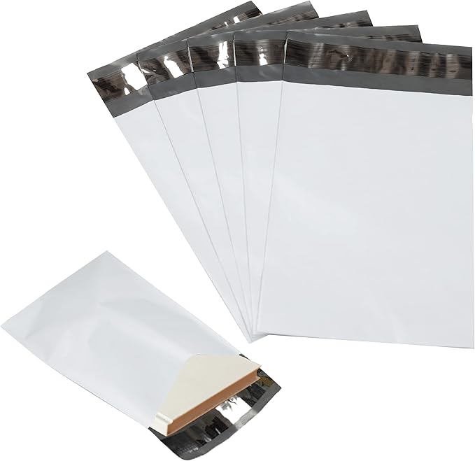 100 Pack Secure Seal White Poly Mailers