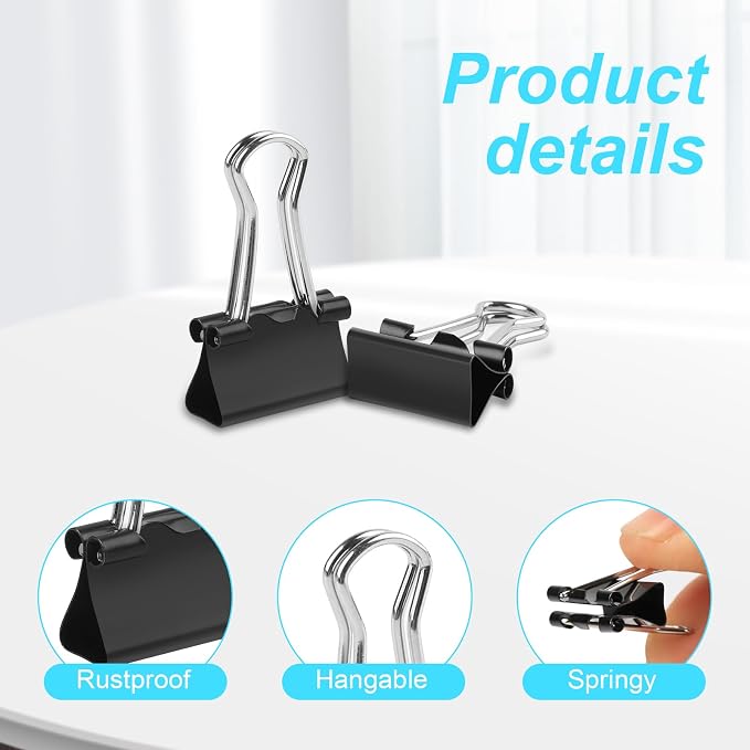 Ufmarine Mini Binder Clips, Small Paper Clips — view 3