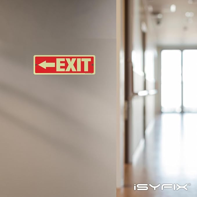 iSYFIX Exit Signs with Directional Left Arrow, Glow in the Dark, — view 5