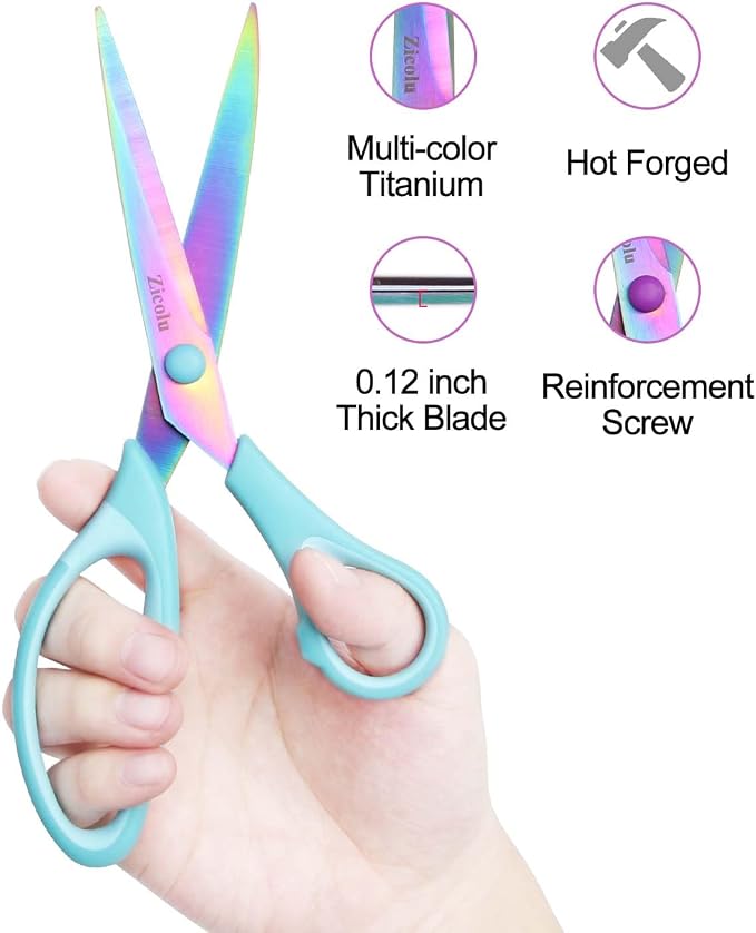 Zicolu 8.5" Scissors All Purpose, Titanium Coating Sharp Blade, Soft — view 3