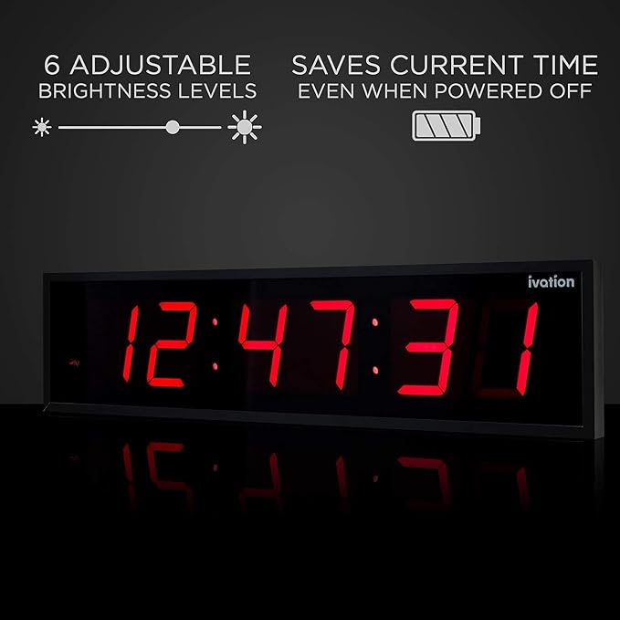 Ivation Oversized 24" Large Digital LED Clock | Big Digital Clock — view 4