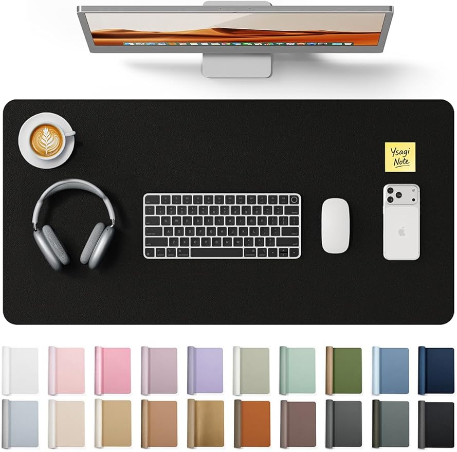 YSAGi Leather Desk Protector, Office Mat, Large Mouse Mat, Non-Slip PU Leather