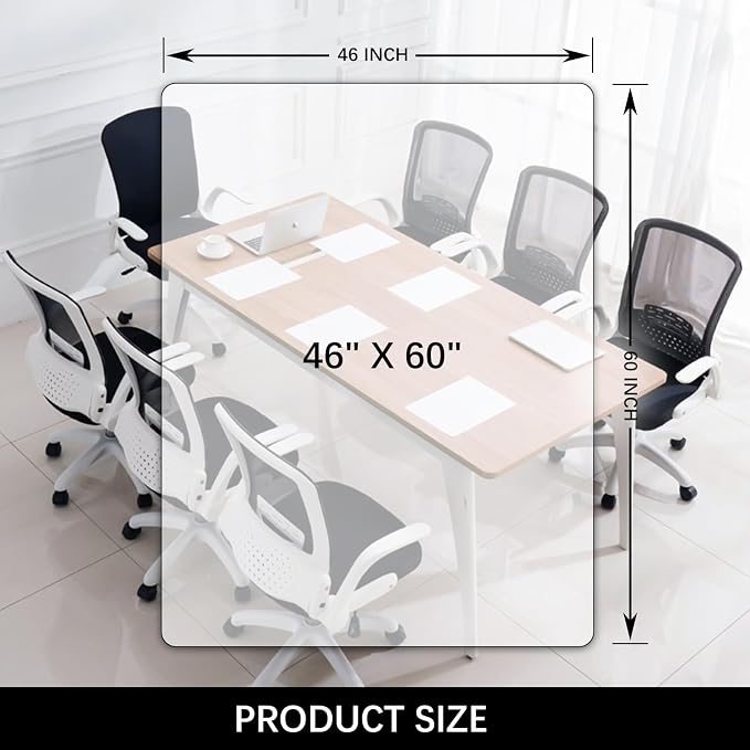 Kuyal Clear Chair mat for Hardwood Floor 46 x 60 inches Transparent Floor Mats — view 7