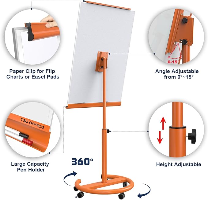 TSJ OFFICE Rolling Whiteboard Standing — view 2