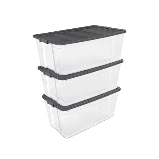 Sterilite 3-Pack Modular Stacker Box, Durable Clear Plastic Storage Bins