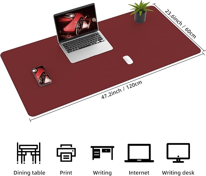Desk Mat 47" x 23.7" Leather Desk Pad Protector — view 3