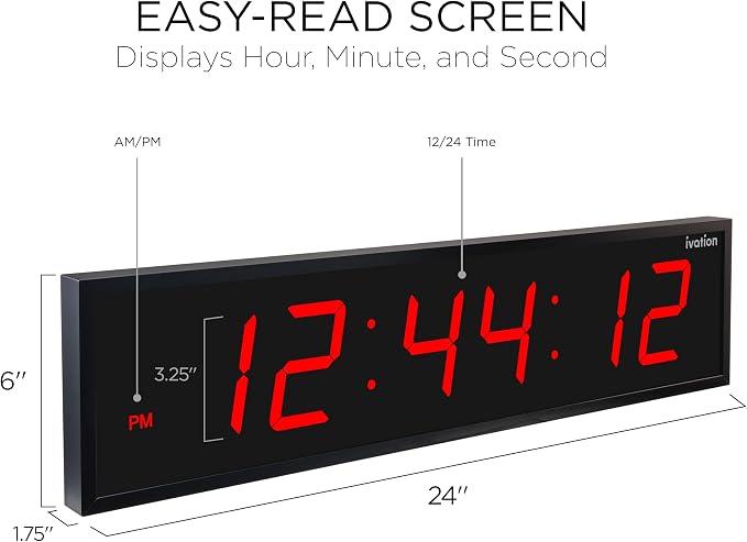 Ivation Oversized 24" Large Digital LED Clock | Big Digital Clock — view 2