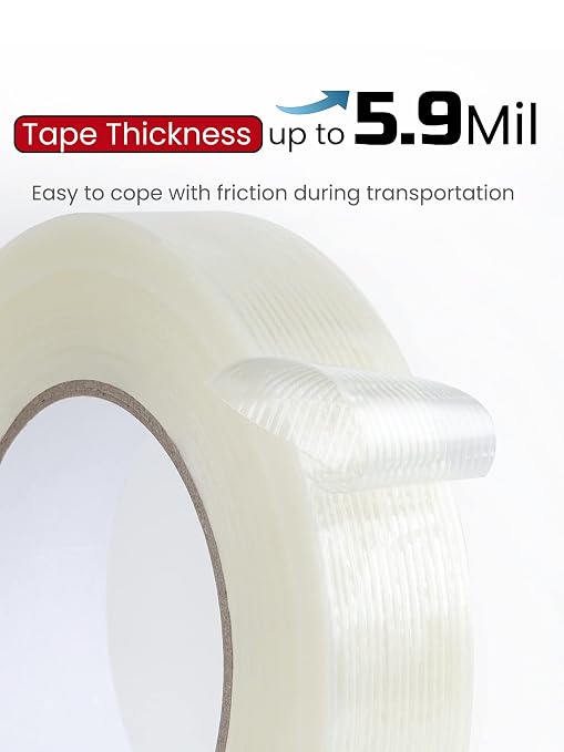 Lichamp Fiberglass Tape 1 inch, 2 Pack 60 Yards Filament Tape Nylon Fiber Glass — view 5